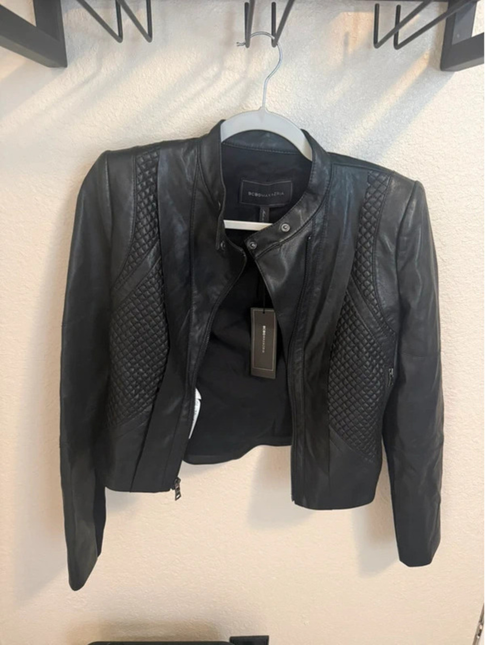 BCBG Maxazria Misa Quilted Faux Leather Moto Jacket NWT - Size XS